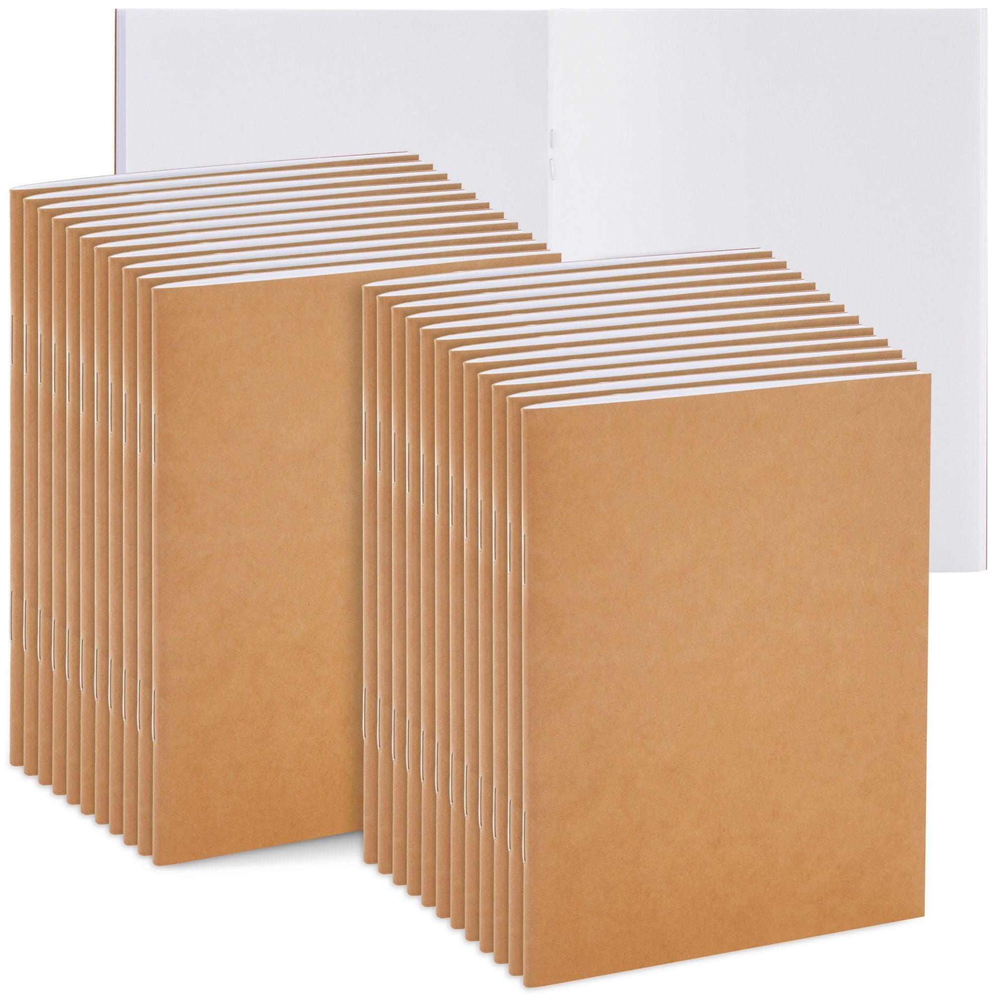 24 Pack Blank Notebook Bulk, Brown Unlined Kraft Paper Journals for Drawing, Sketching, Sketchbooks to Write Stories, Office Supplies - A6 4x6 inch Small