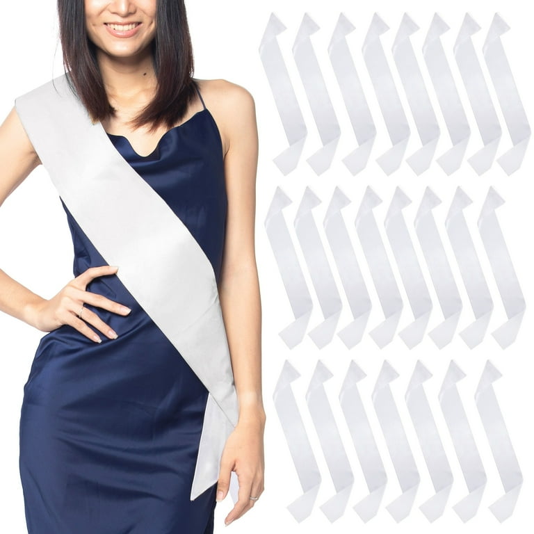 24 Pack Wedding Bridal Queen Plain White Satin Sashes Bulk for Pageants,  Bachelorette Party, Prom (4 x 33 In) - Walmart.com