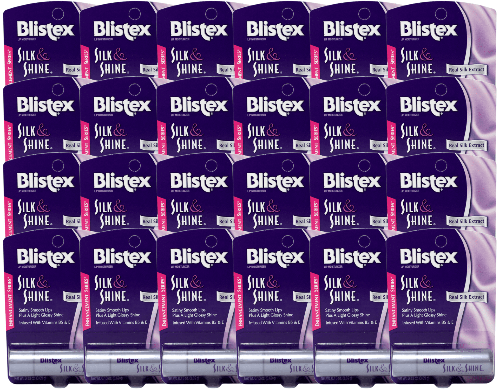 24 Pack Blistex Silk & Shine Lip Protectant Balm 0.13 oz Each