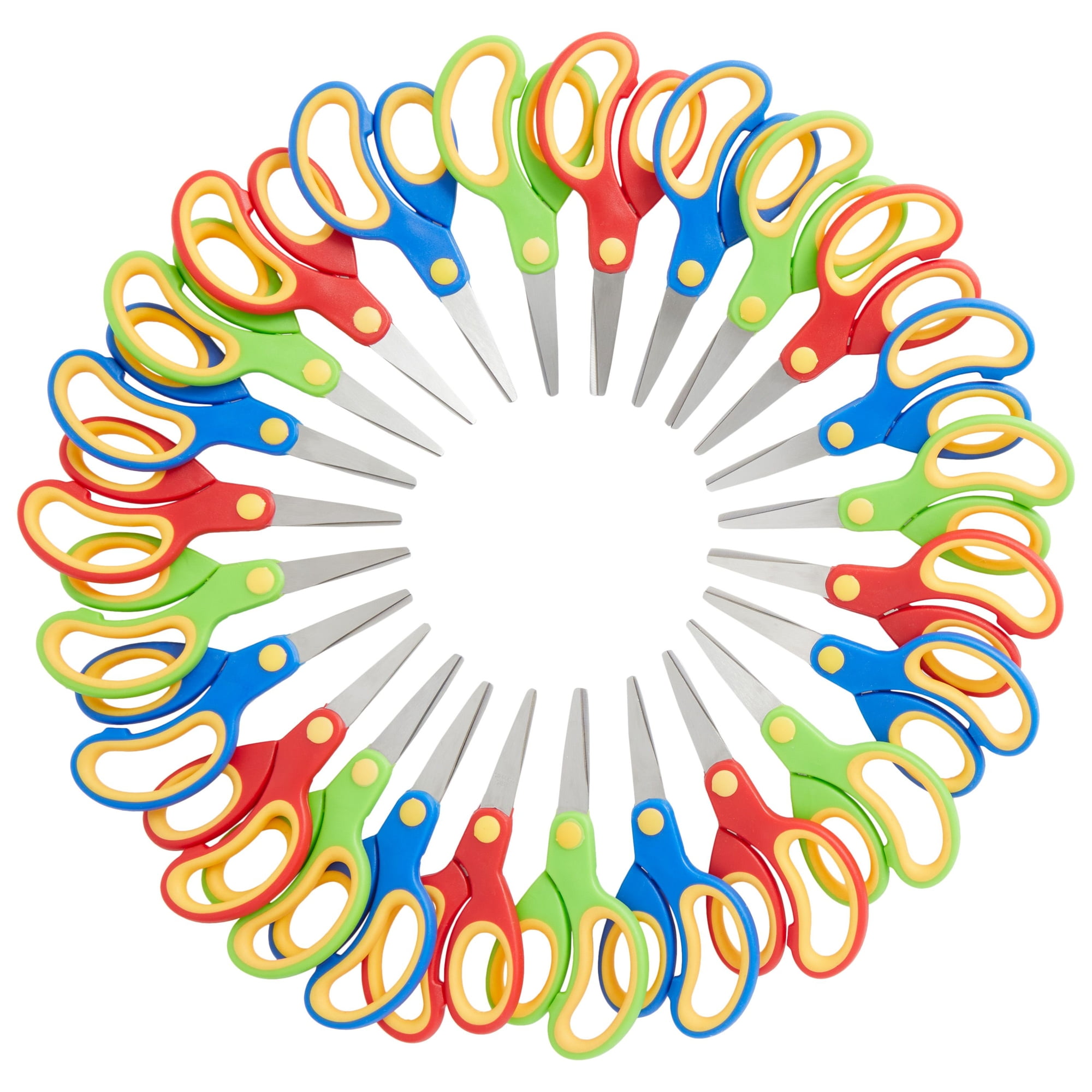 Walmart 24 Pack Blunt Tip Scissors - 5 Inch, Kids Safe, Classroom Bulk, DIY Art, Teacher Supplies, 3 Colors