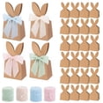 thumbnail image 1 of 24 Pack Boho Bow Easter Bunny Party Favor Bags DIY Bunny Gift Boxes with 4 Roll Ribbon Kraft Paper Rabbit Ears Gift Bags Easter Goodie Bags Easter Treat Bags Farmhouse Easter Bags Easter Gift Bags, 1 of 8