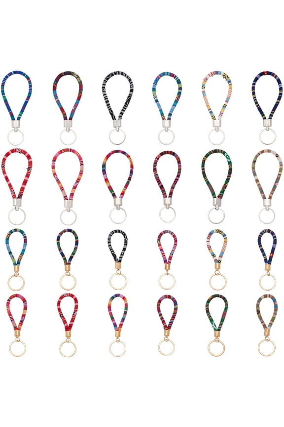 24-Pack Boho Tassel Keychains for Women Bulk Macrame Wristlet Keys Ring Bag Charms for Summer Festival Favors