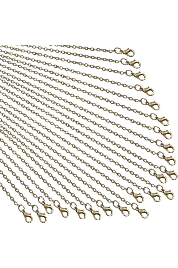 24 Pack Bronze Link Cable Chain Necklace DIY Chain Necklaces (18 Inch)