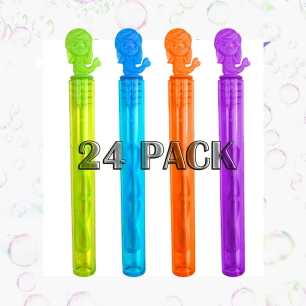 24 Pack Bubbles for Kids Party Favors Mini ABS BubbleWand Mermaid Bulk Beach Toys Gifts for