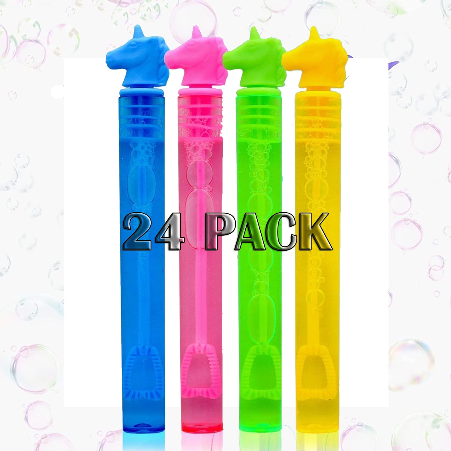 Bubbles for Kids Party Favors Kindergarten Gift 24 pcs 4 Colors Bubble Wand  for Kids Birthday Toy