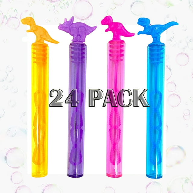 24 Pack Bubbles for Kids Party Favors Mini Bubble Wand Dinosaur Bulk