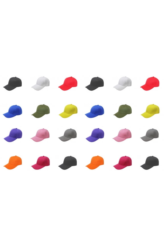 24 Pack Bulk Baseball Caps Ideal for Uniforms Giveaways or Custom (Mix)
