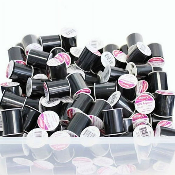 24 Pack Bulk Buy Allary 100% Polyester 200 Yds Sewing Threads (Black )