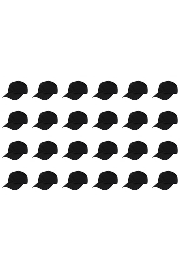 24 Pack Bulk Cotton Dad Hats Ideal for Events Teams or Printing Projects (Black)