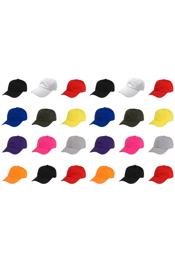 24 Pack Bulk Cotton Dad Hats Ideal for Events Teams or Printing Projects (Mix)