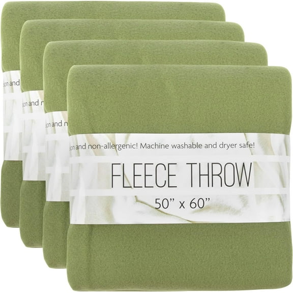 (24 Pack) Bulk Fleece Throw Blankets for Wedding Favors, Homeless Women, Men, Homes, Bed, Sofa, Couch, Office, Pet Blankets, Travel | Soft Warm Lightweight Throw Blankets in Bulk (Green)