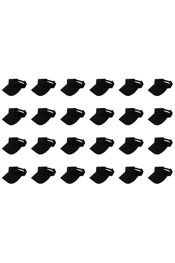 24 Pack Bulk Sun Visors Ideal for Events Teams or Promotions (Black)
