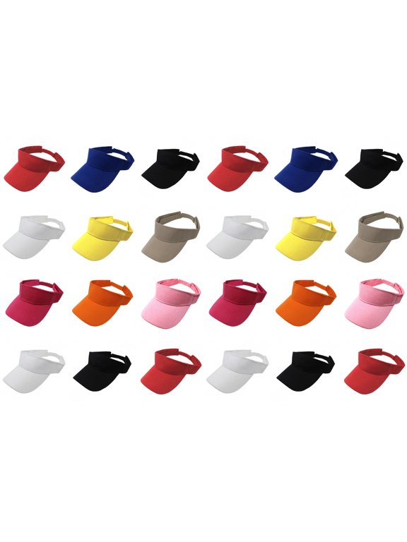 24 Pack Bulk Sun Visors Ideal for Events Teams or Promotions (Mix)
