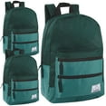 thumbnail image 1 of 24 Pack of Bulk Wholesale 17 Inch Multi Pocket Backpacks with 2 Front Zippered Accessory Pockets and Large Main Compartment for Travel and Commuting in Forest Green, 1 of 7