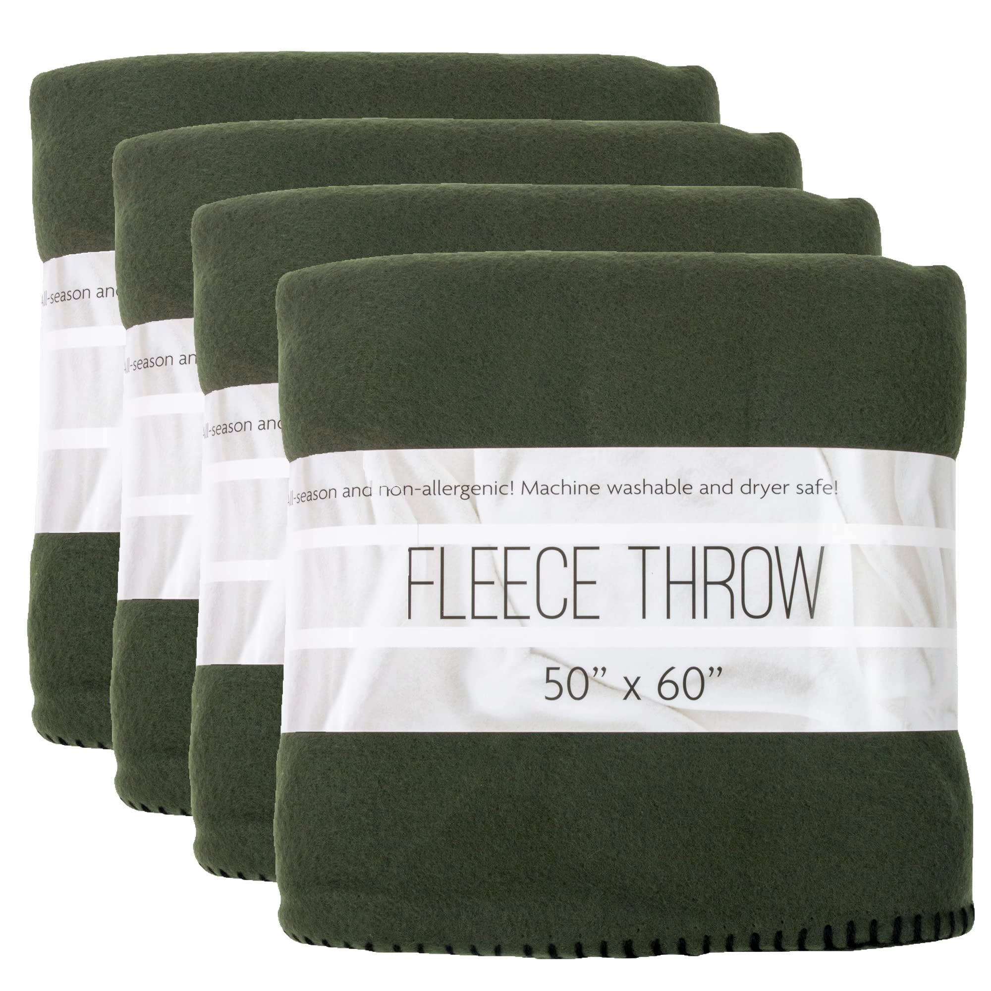 Walmart 24 Pack Warm Soft Large Seasonal 60 L x 50 W Fleece Throw Blankets in Dark Green Walmart
