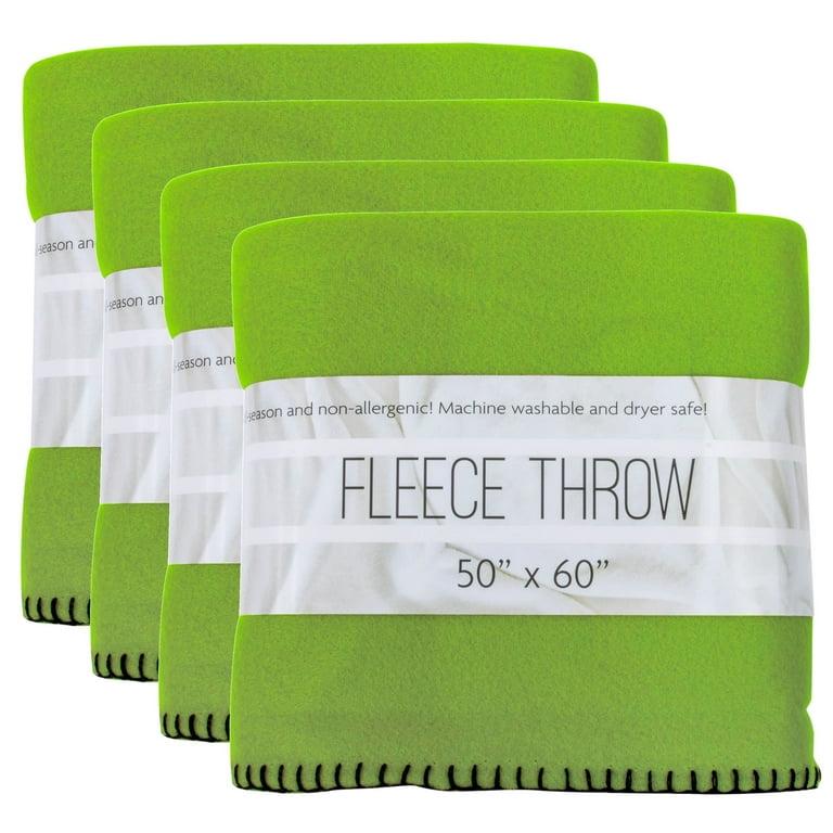 Walmart 24 Pack 60 L x 50 W Fleece Throw Blankets for Family Wedding All Seasons Lime Green Walmart