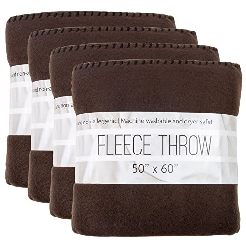 24 Pack of Bulk Wholesale 60”L x 50”W Solid Color Hypoallergenic Fleece Throw Blankets for Fall