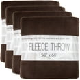 thumbnail image 1 of 24 pack Trail maker 60”L x 50”W Solid Color Hypoallergenic Fleece Throw Blankets in Brown, 1 of 7