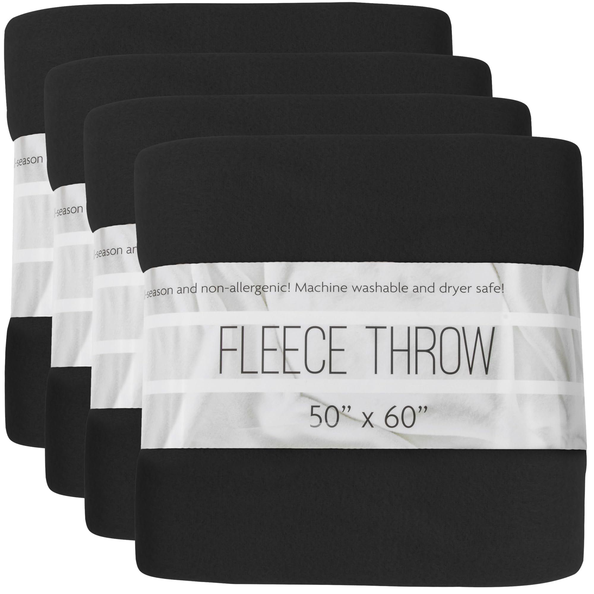 Black Reversible Fleece Throw Blanket for Pets and Kids, 50" x 60"