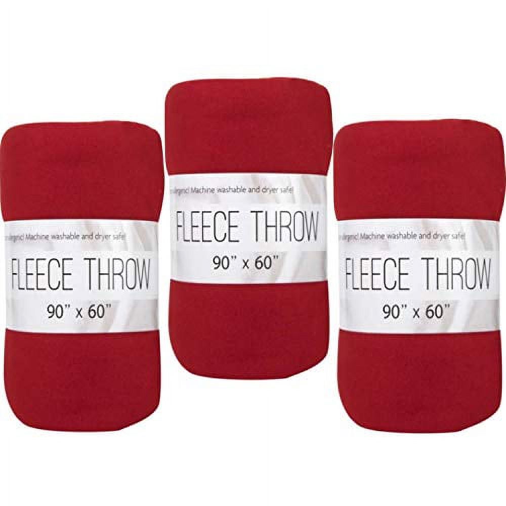 24 Pack of Bulk Wholesale 90"L x 60"W Solid Color Fleece Throw Blankets