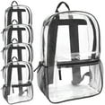 thumbnail image 1 of 24 Pack of Bulk Wholesale Heavy Duty 17 Inch Clear Transparent Color Trimmed Stadium Approved Backpacks in Black, 1 of 8