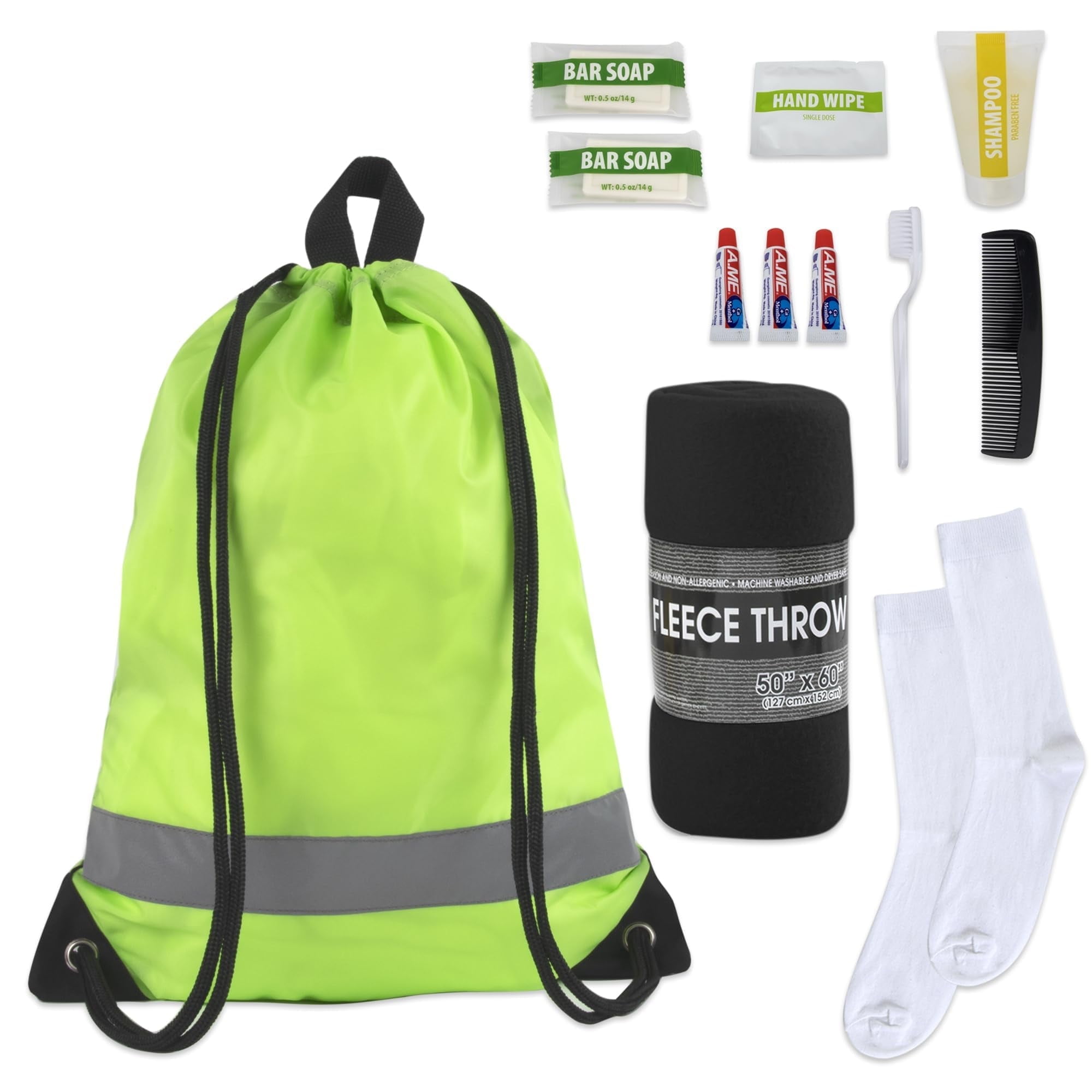 24 pack Trail maker 12 Piece Homeless Care Hygiene Kits with Backpack, Throw Blanket, Socks & More