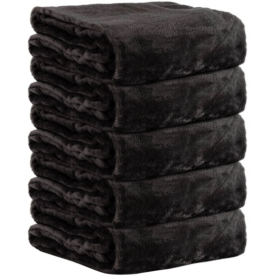 24 pack Trail maker Plush 60”L x 50”W Lightweight Microfiber Sherpa Adult Throw Blankets in Black