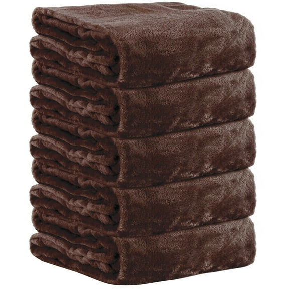 24 Pack of Bulk Wholesale Soft Cozy Plush 60”L x 50”W Lightweight Reversible Microfiber Sherpa Throw Blankets for Adults, Kids, Pets, Beds, Couches and Loveseats in Chocolate Brown