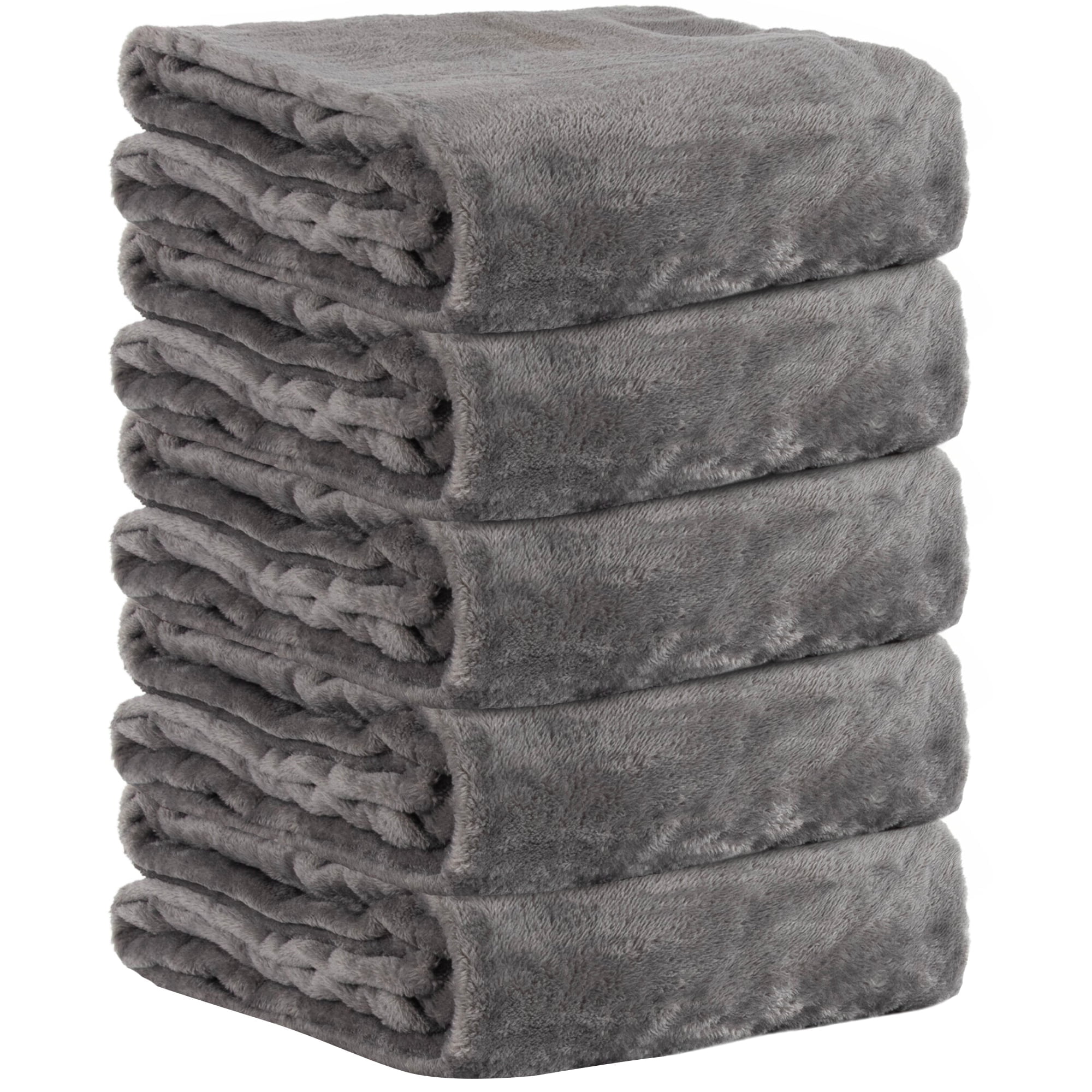 24 Pack of Bulk Wholesale Soft Cozy Plush 60”L x 50”W Lightweight Reversible Microfiber Sherpa Throw Blankets for Adults, Kids, Pets, Beds, Couches and Loveseats in Gray