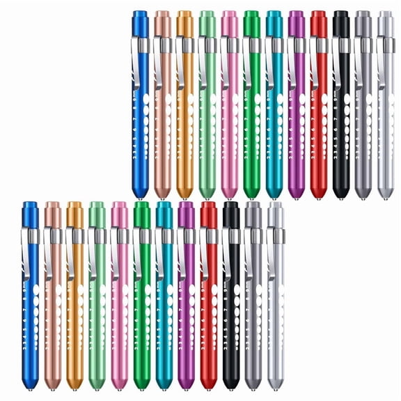 24 Pack C for Nurse Reusable Pen Light with Pupil Gauge, Colorful Nurse Accessories with Pocket Clip