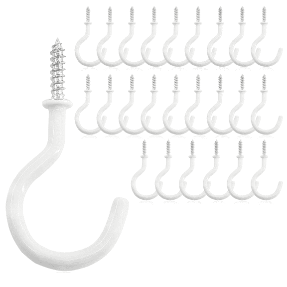 24 Pack Ceiling Hooks, 2 Inch Multi-Function Screw Wall Hooks Suitable for Hanging Heavy Objects on Ceilings, Wooden Walls, White