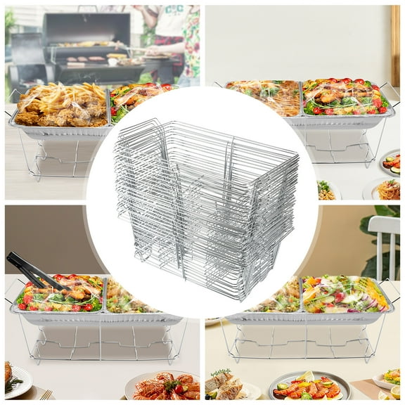 24 Pack Chafing Wire Rack Buffet Stand for Food Serving and Catering Full Size Buffet Rack with Chrome Frame,Chafing Stand for Dish Serving Trays Food Warmer,Silver
