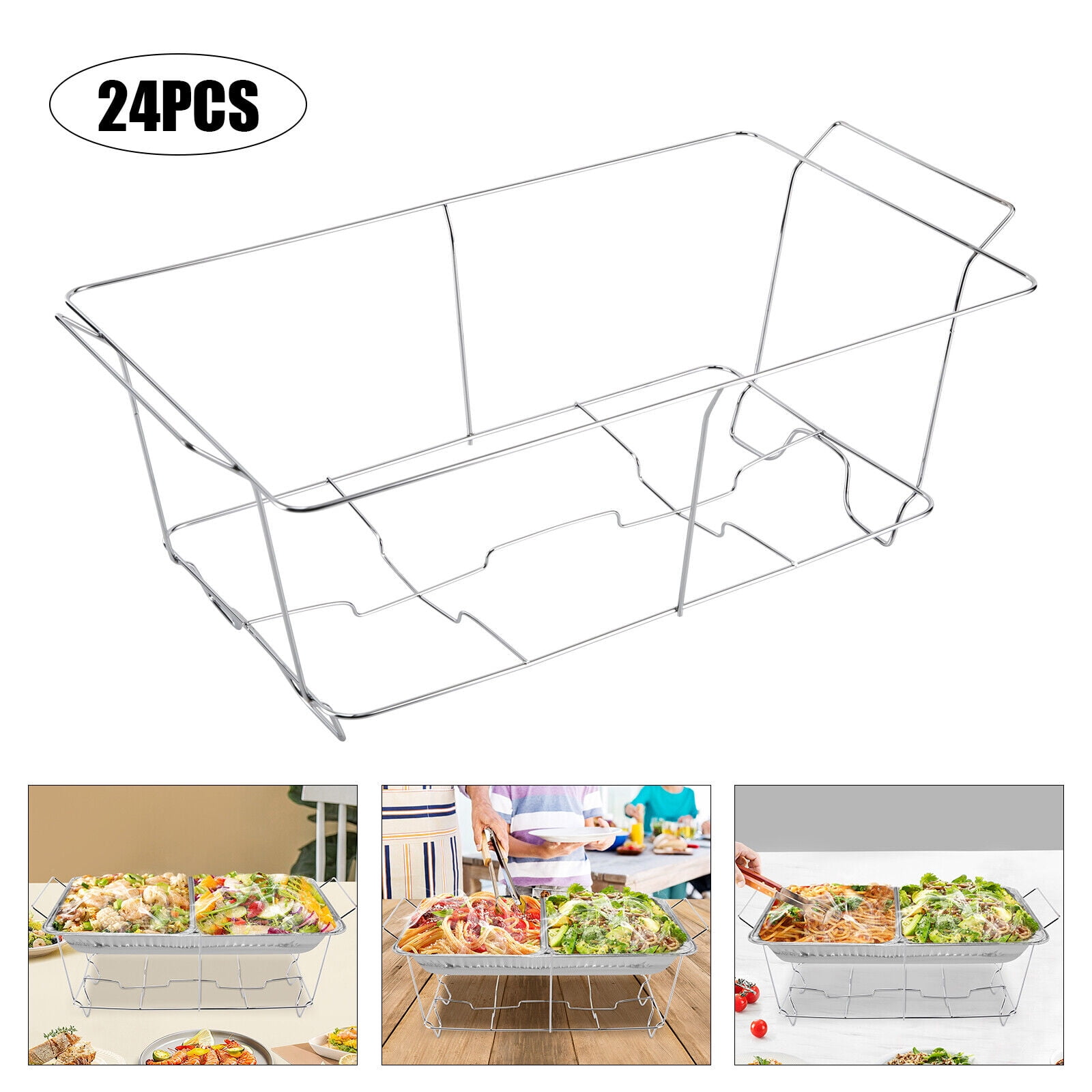 24 Pack Chafing Wire Rack Buffet Stand Full Size Chafing Food Warmer
