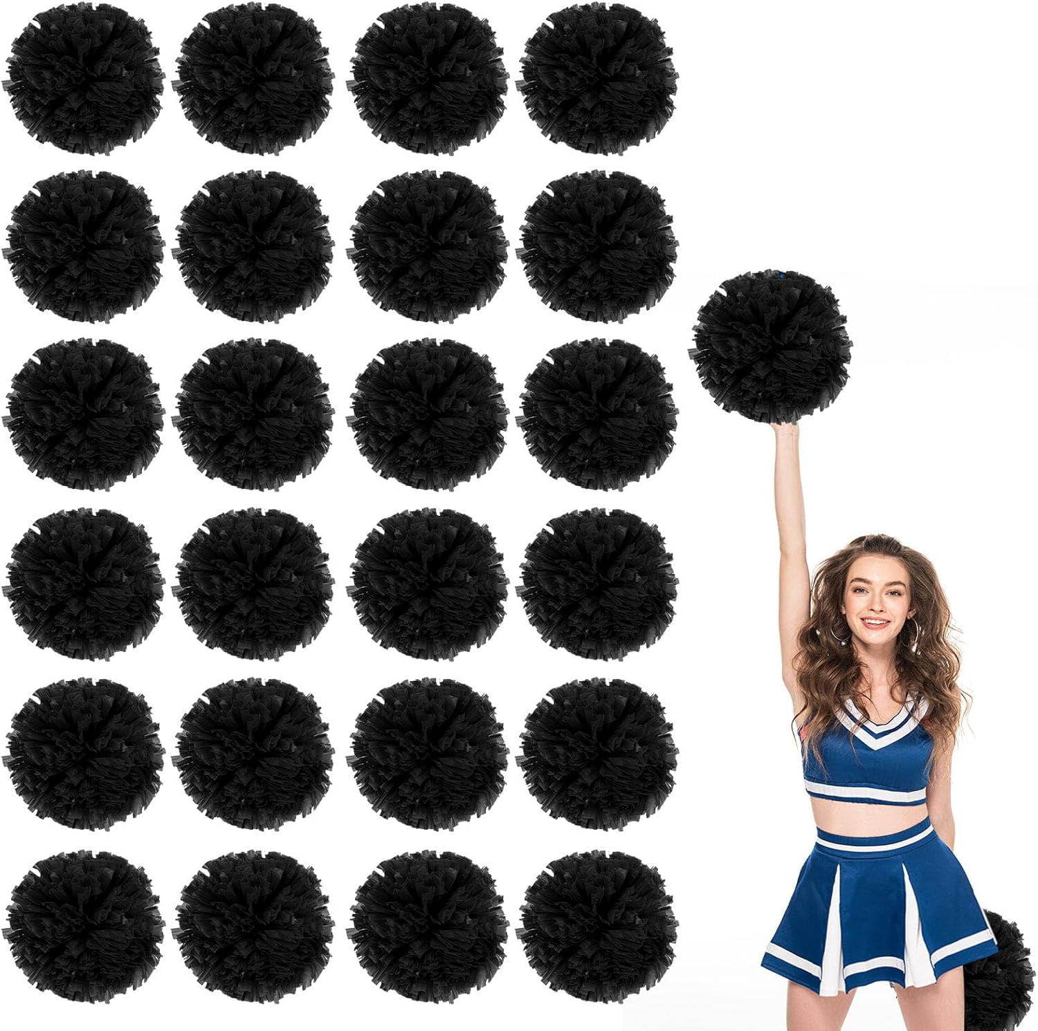 24 Pack Cheerleading pom poms,Cheer pom poms Sports Dance Cheer Plastic Pom Poms Cheerleading for Sports Team Spirit Cheering (Blue+Pink+White)