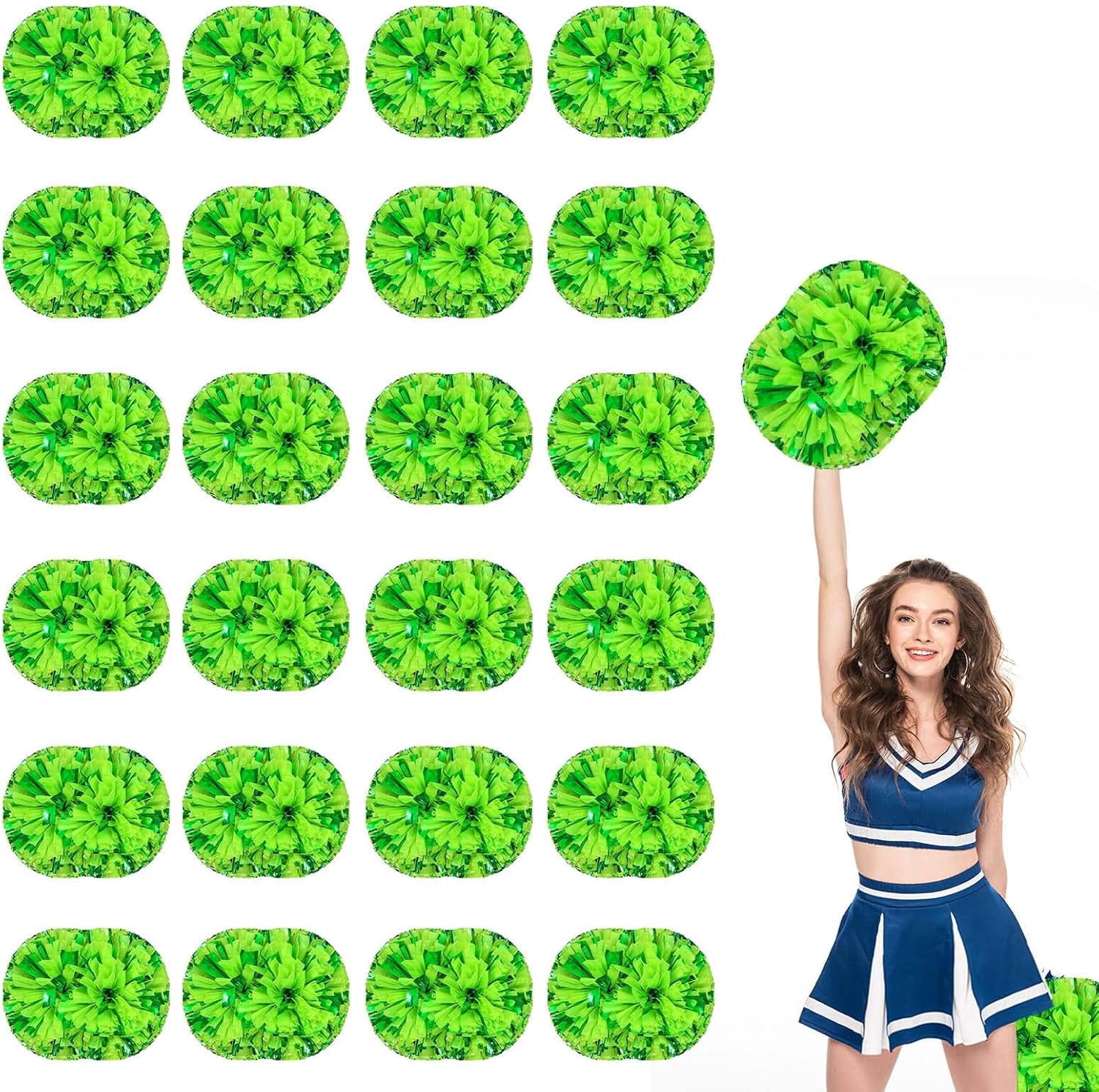 24 Pack Cheerleading pom poms,Handheld Cheer pom poms, Sports Cheer Plastic Pom Poms Cheerleading for Sports Team Spirit Cheering (Mixed Blue)