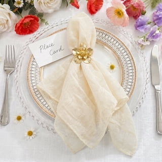Cymbex 24 Pack Cheesecloth Napkins 20"x20" Beige Boho Gauze Cheese Cloth Napkins Bulk Rustic Dinner Table Decor for Wedding Bridal Baby Shower Party
