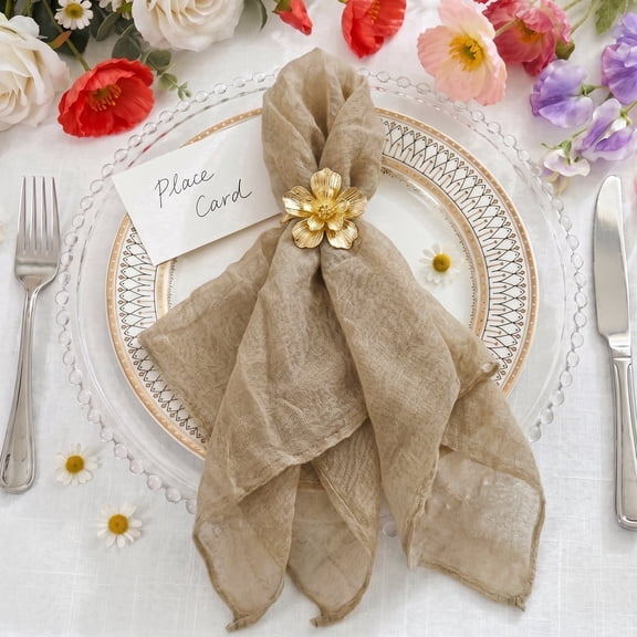 Cymbex 24 Pack Cheesecloth Napkins 20"x20" Nude Boho Gauze Cheese Cloth Napkins Bulk Rustic Dinner Table Decor for Wedding Bridal Baby Shower Party