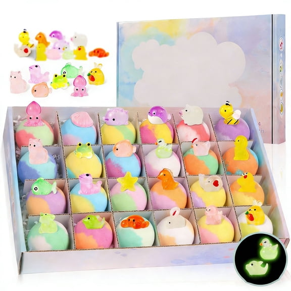 24 Pack Children Bath Bombs Organic For Birthday Gift