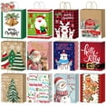 thumbnail image 1 of 24 Pack Christmas Bags with Handles, Small Kraft Christmas Bags for Presents, Multipack Xmas Paper Bags with 12 Unique Designs for Party Favour, Xmas Decoration, 1 of 7