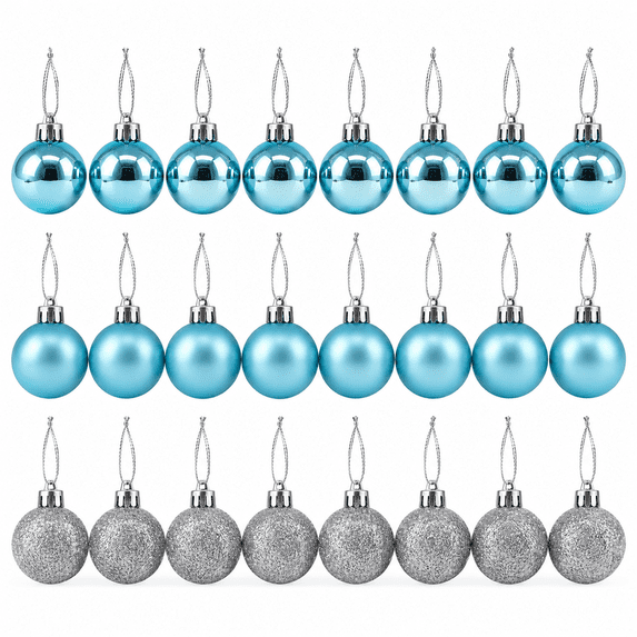 24 Pack Christmas Ball Ornaments, Christmas Tree Decorations with Glossy and Glittered Finishes, Hanging Baubles 1.2in