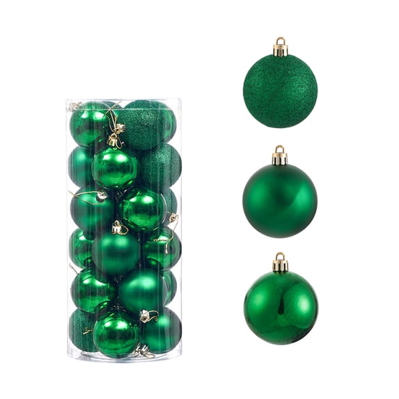 24 Pack Christmas Balls Ornaments 2.4 Inch Shatterproof Plastic Hanging Baubles 6 Colors Available For Xmas Tree Holiday Party Home Decoration