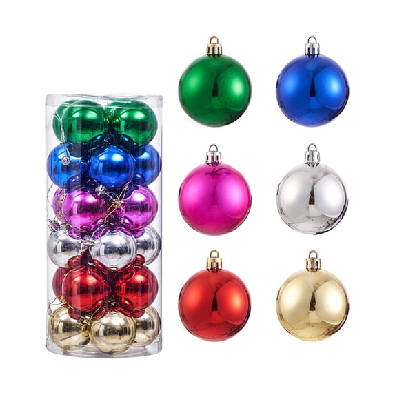 24 Pack Christmas Balls Ornaments 2.4 Inch Shatterproof Plastic Hanging Baubles 6 Colors Available For Xmas Tree Holiday Party Home Decoration