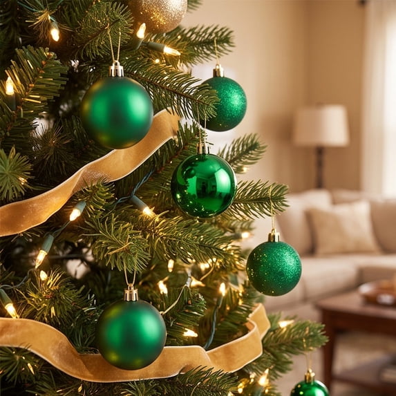 24 Pack Christmas Balls Ornaments 2.4 Inch Shatterproof Plastic Hanging Baubles Green for Xmas Tree