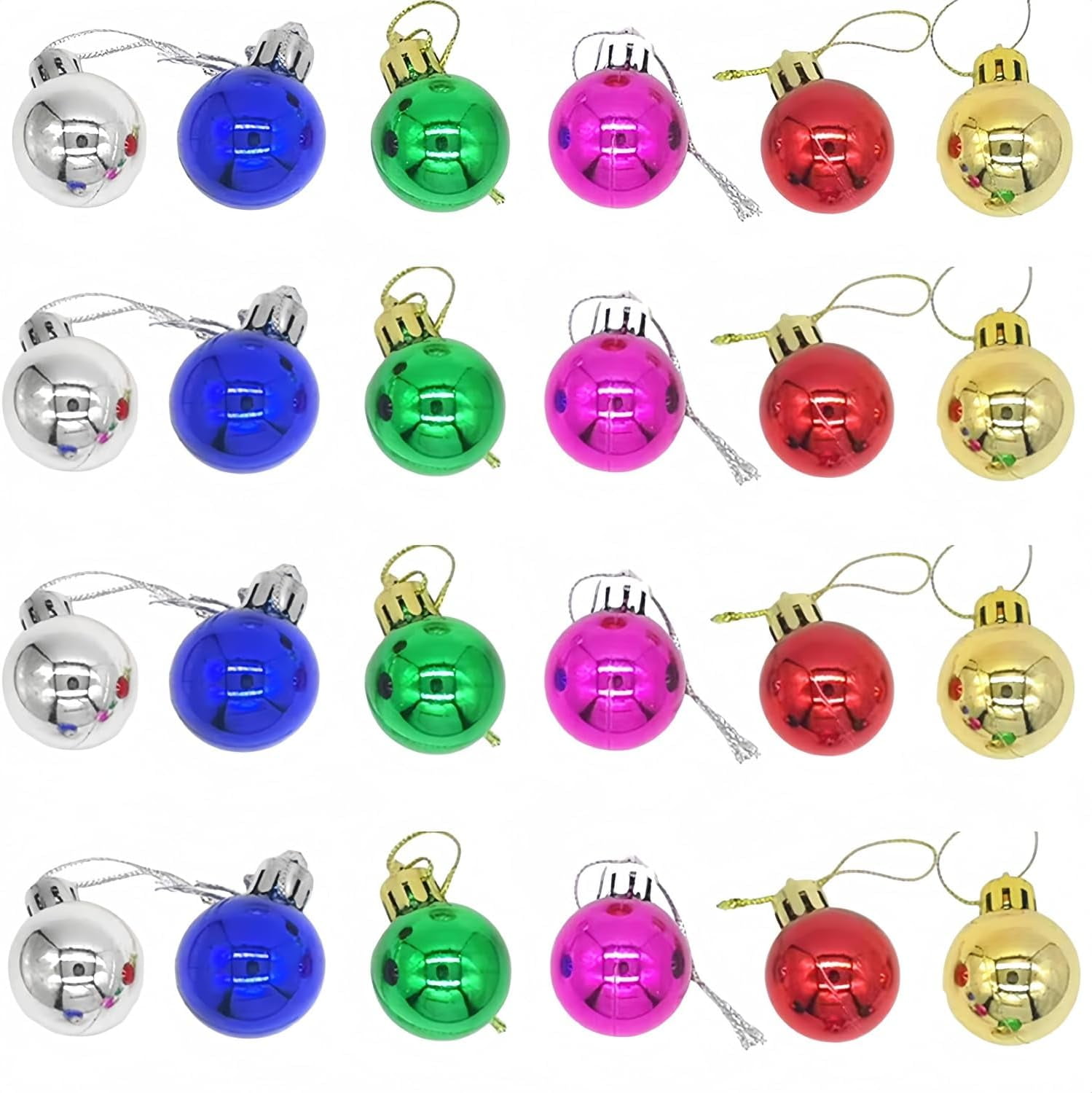 Multicolor Mini Shatterproof Plastic Christmas Ball Ornaments Set