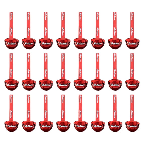 24 Pack Christmas Hanging Ornaments with Printed Ribbon,Christmas Mood-Creating Decorations for Christmas Tree Gift Decor,DIY Holiday Arrangement and Home Styling,Red