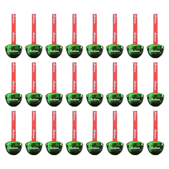 24 Pack Christmas Hanging Ornaments with Printed Ribbon,Christmas Mood-Creating Decorations for Christmas Tree Gift Decor,DIY Holiday Arrangement and Home Styling,Green