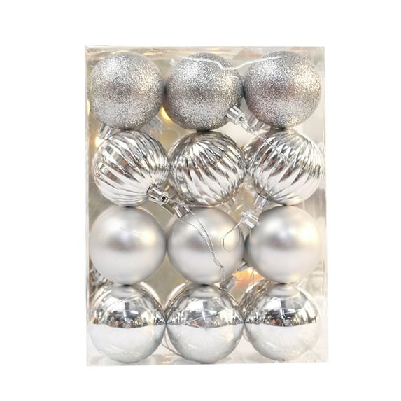 24-Pack Christmas Ornament Balls 1.57x1.57in, Multicolor Tree Hanging Decor Set Gift Box with Hooks for Party Holiday Decoration()