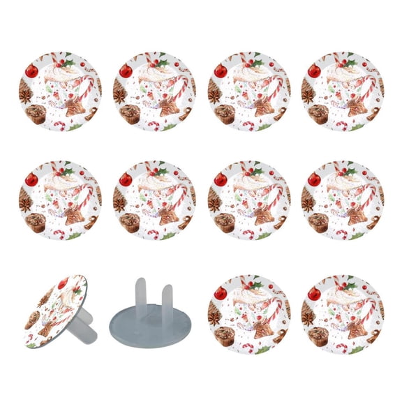 24 Pack Christmas Sweets Coffee 1 Outlet Covers Baby Proofing Socket Protectors Child Safety Plug Caps Guard against electric shock for US 2-Prong