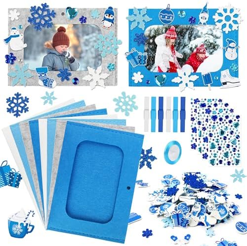 Fun Winter Frame 24 Pack Christmas Winter Picture Frames Craft Kit DIY Snow Photo Frame ...