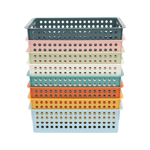 24 Pack Classroom Baskets with Different Colors, for Storing Test Papers, Documents, Crayons, Toys, Markers, Pencils, Pens and More, in the Study Room, Living room, Classroom, and Other Places